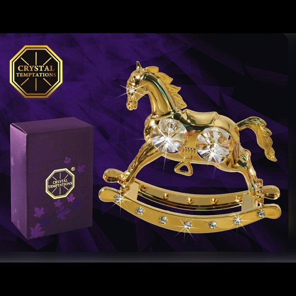 Handcrafted 24K gold plated rocking horse figurine - Picture 1 of 3